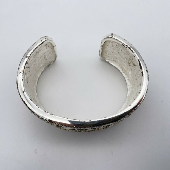 Vintage NAPIER Large Wide Cuff Silver and Gold toned Bracelet - Picture 3 of 5